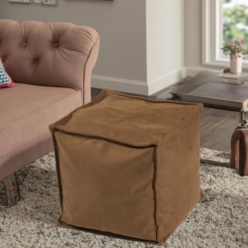 é Square Unstuffed Pouf Ottoman Cover Foot Stool Poofy Ottomans Foot Feco-brown