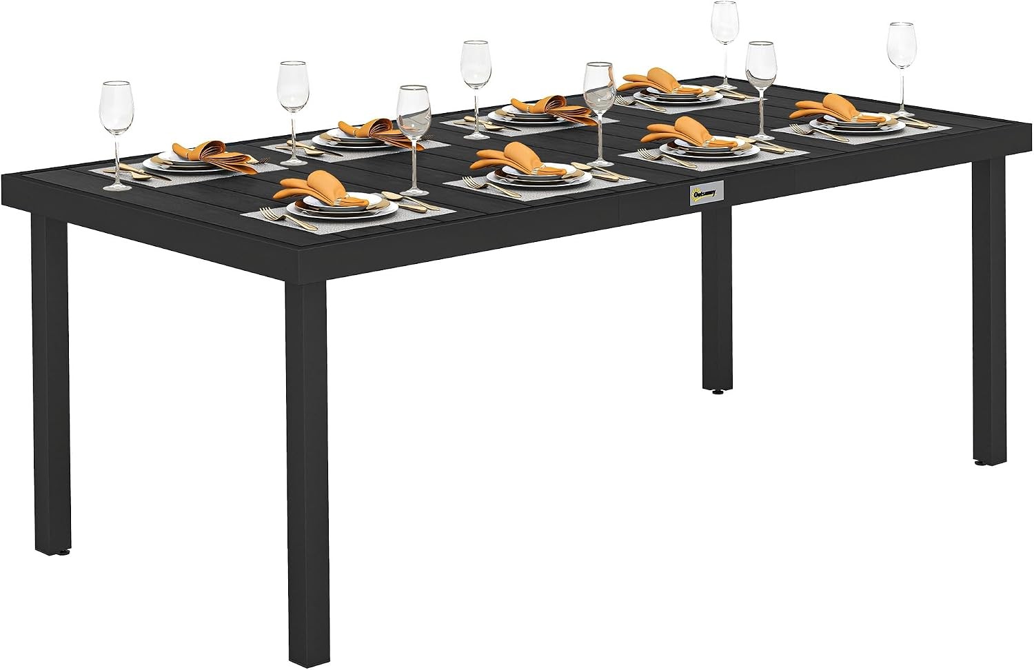 75" x 35" Outdoor Dining Table for 8 People, Rectangular Aluminum Frame Garden