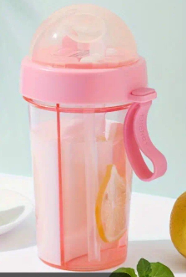 DKP Double-Drinking Water Bottle - 14.8oz. Creative Cup With Straws For...