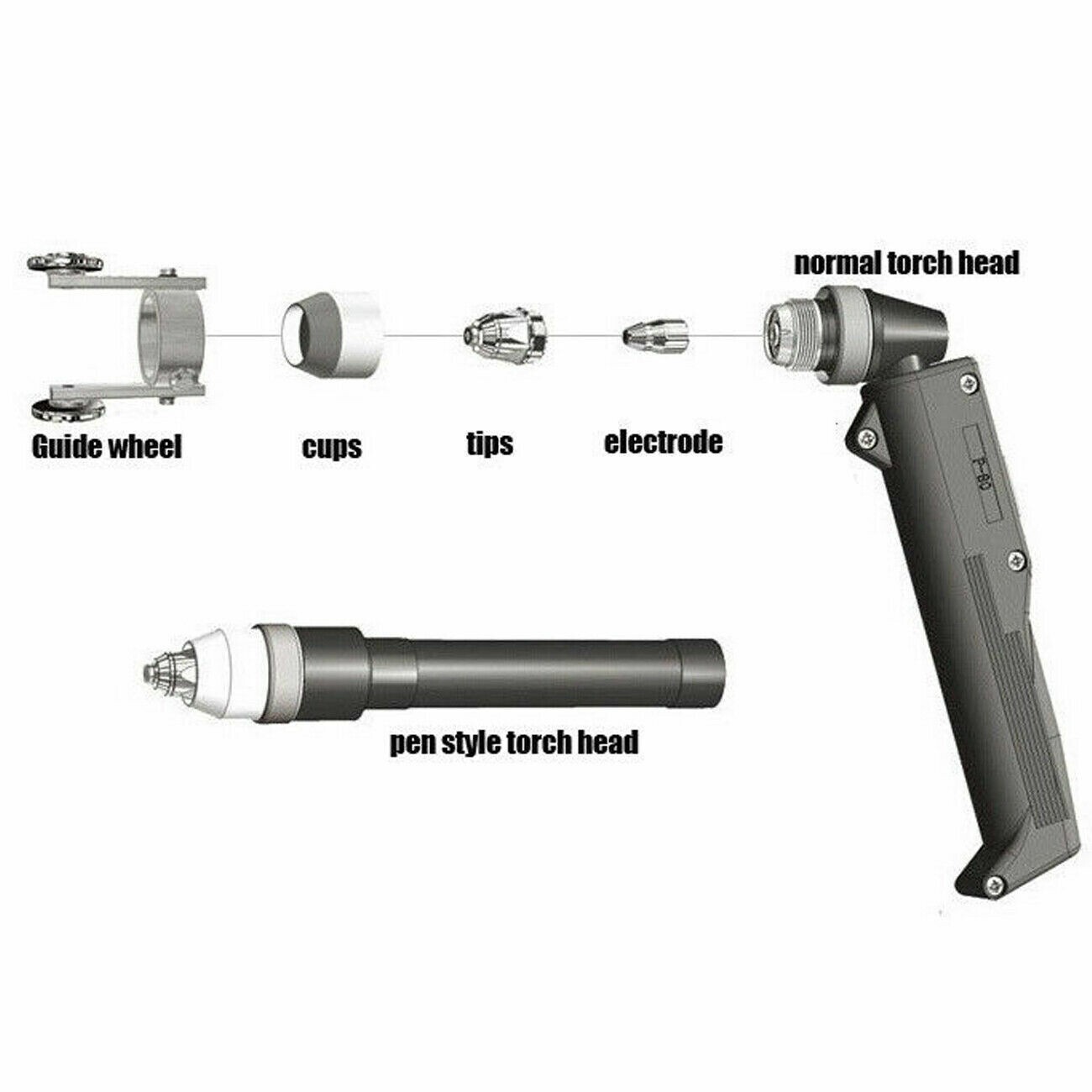 P-80 Plasma Cutter Torch Non-Touch Pilot Arc Elbow Head 5M/16Ft Fit CUT-55P/65P