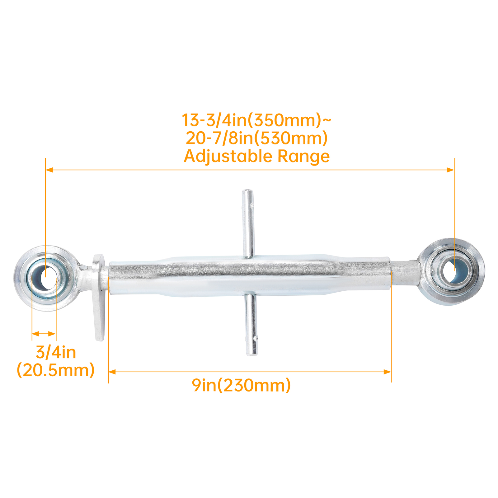 Adjustable Galvanized 3-Point Hitch Top Link For Category 1 Tractors 15" Body