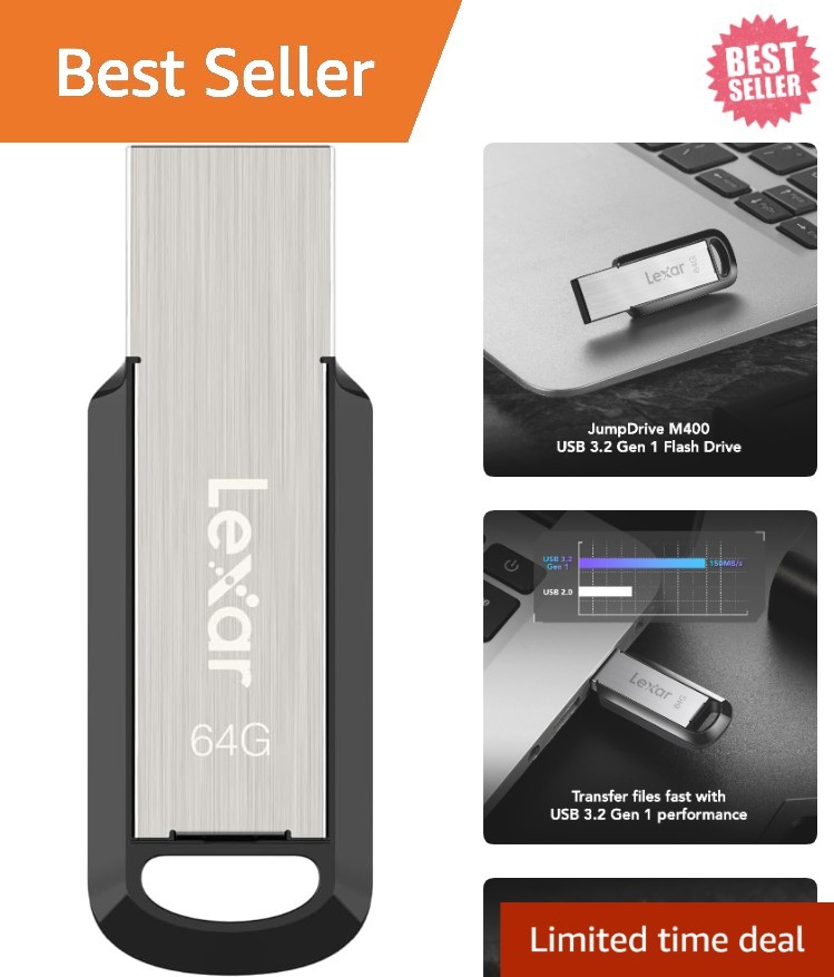 USB 3.2 Gen 1 Flash Drive 64GB with DataShield - Fast, Secure & Stylish Black
