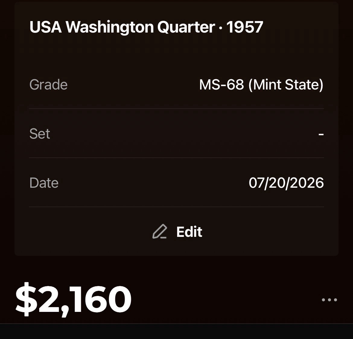 1957 Washington Quarter PF 68
