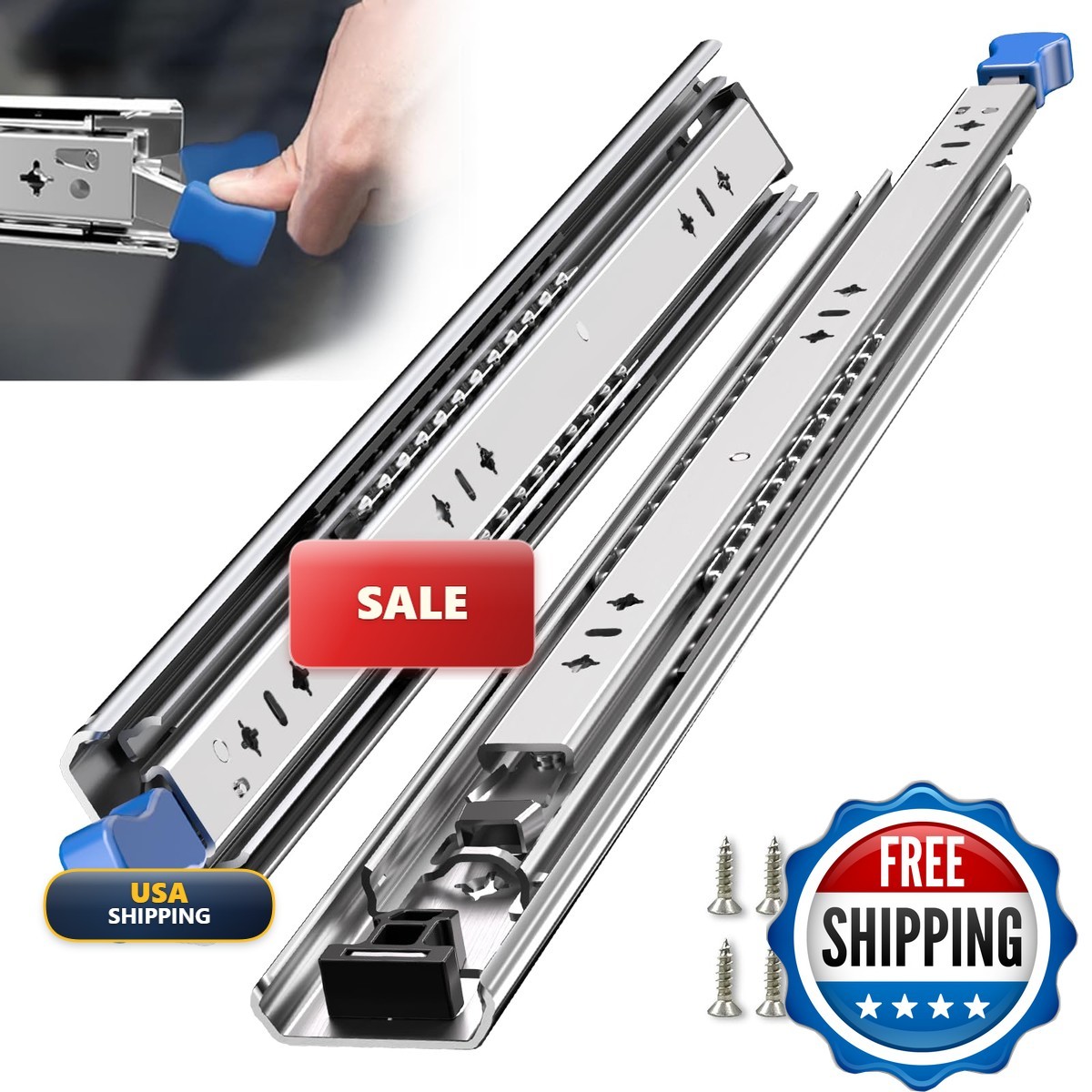 SLIDEWAY 260 Lbs Heavy Duty Locking Drawer Slides 1 Pair 12 14 16 18 20 24 26