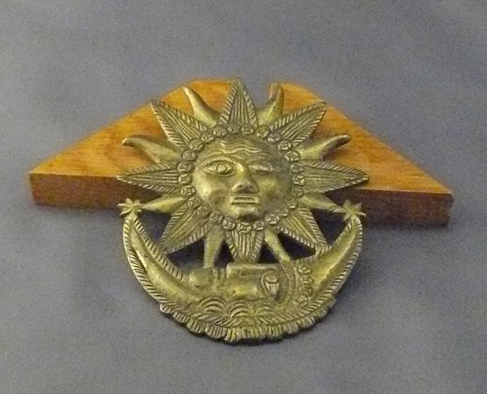 Vintage Peruvian Andean Inca Sun and Moon Pendant Made of Bronze