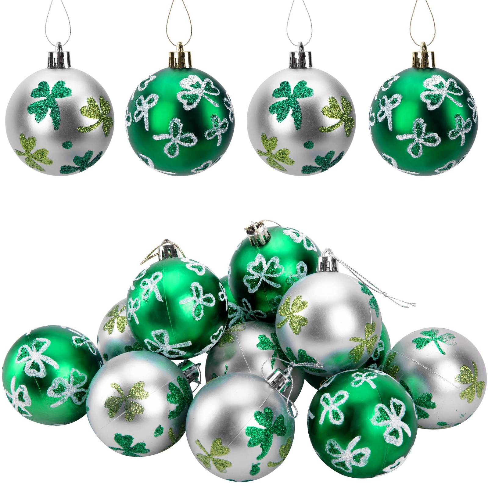 12 PCS St. Patrick's Hanging Balls-2 Inch Shamrock Ball