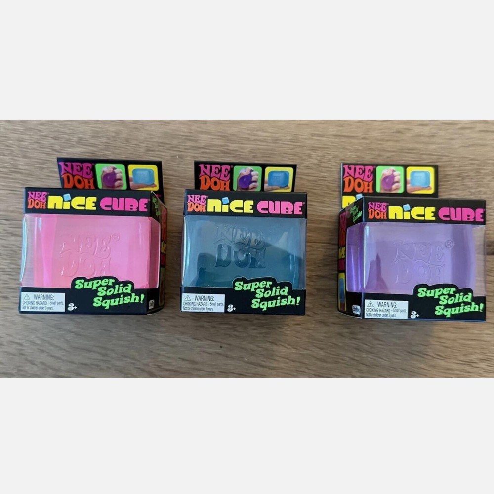 Nee Doh Nice Cube Super Solid Squish! - Blue Purple Pink - Brand New! USA
