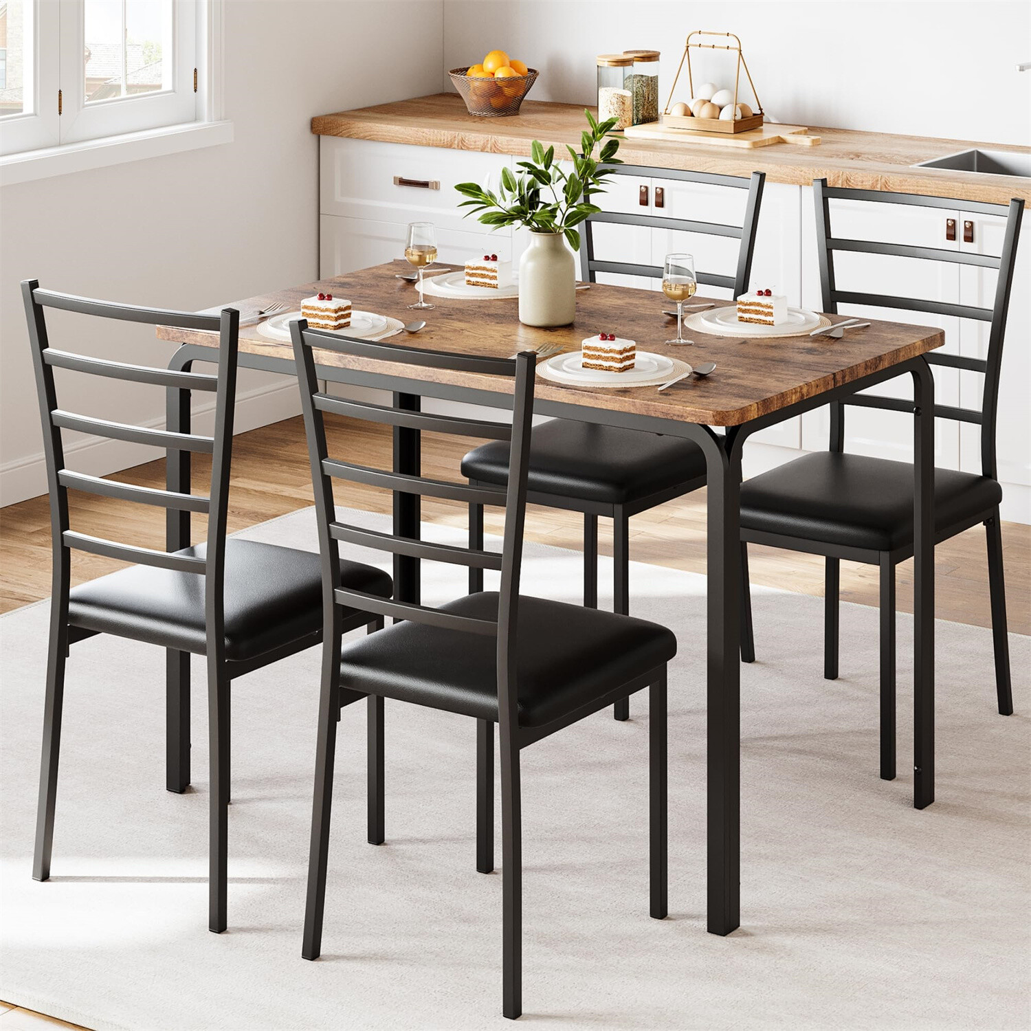 5 Piece Kitchen Dining Room Table Set Kitchen Table and Chairs Dinette Furniture