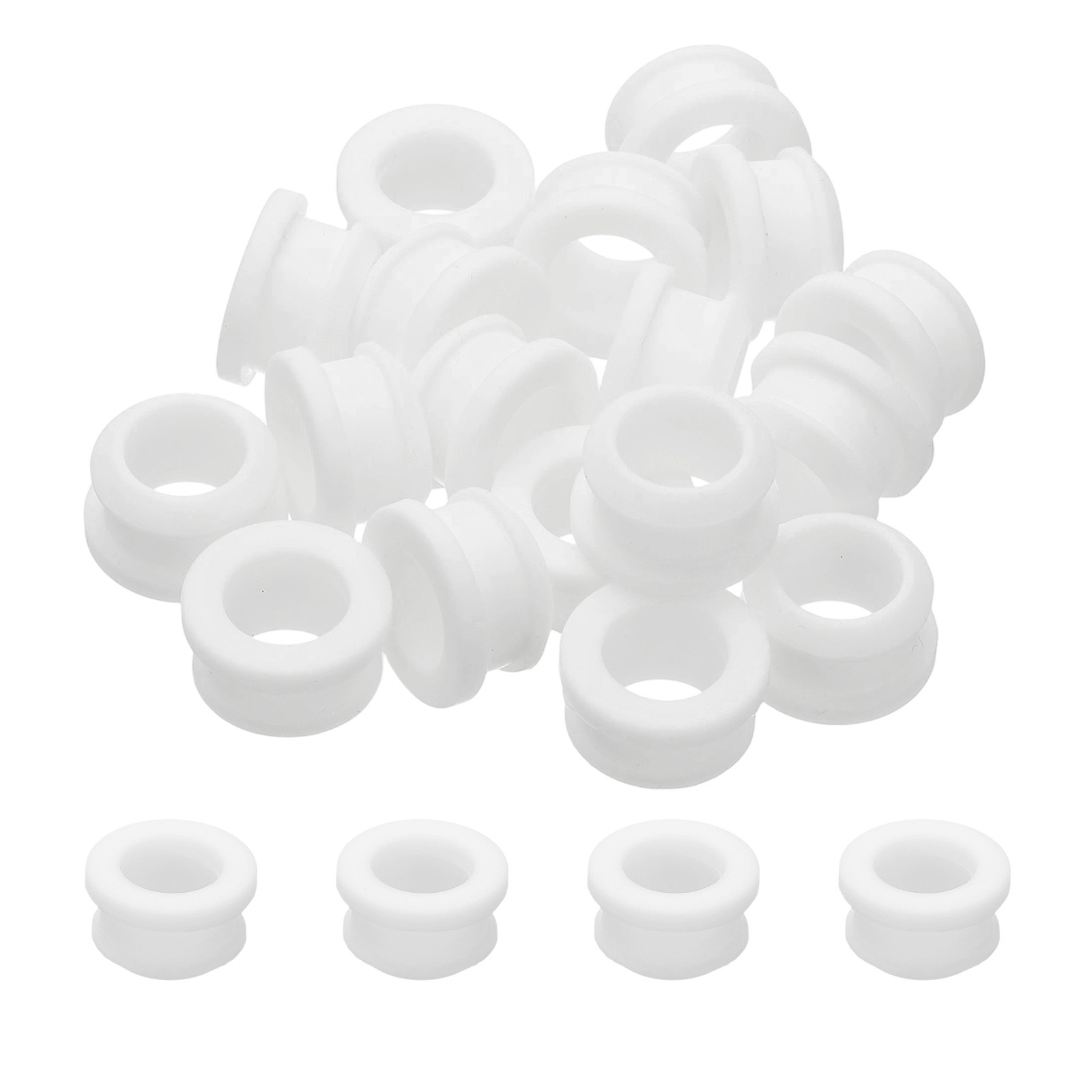 18pcs Wire Grommet, 15mm Mounting Dia Plastic Grommets Cable Hose Snap, White