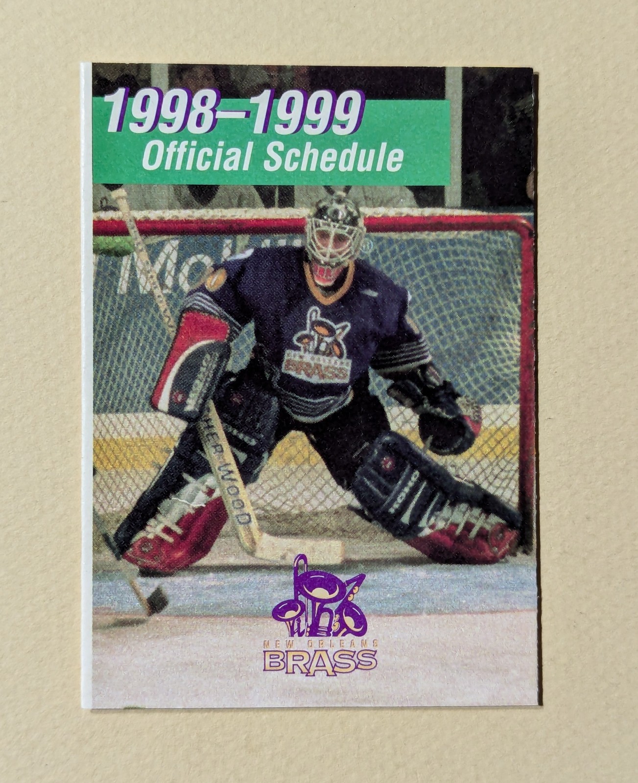 1998-99 New Orleans Brass Hockey Pocket Schedule ECHL 🏒🥅