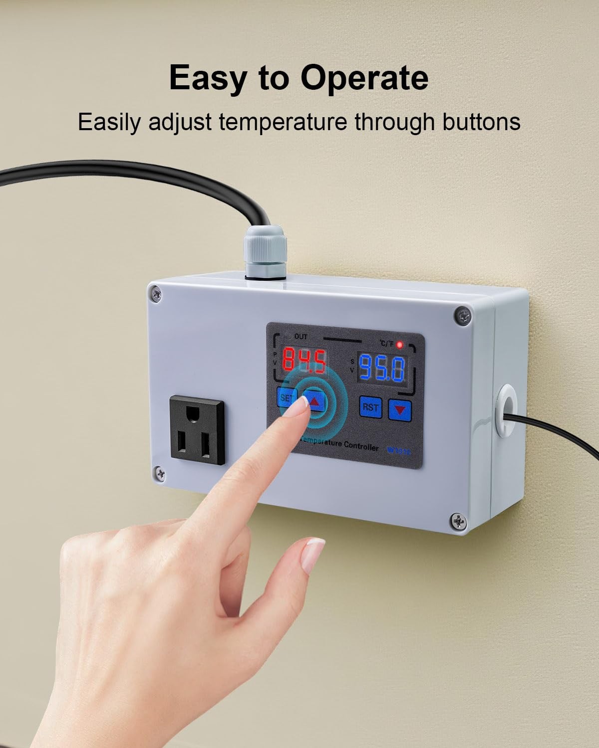 1100W Digital Temperature Controller, 110V 10A Thermostat Switch with Waterpr...