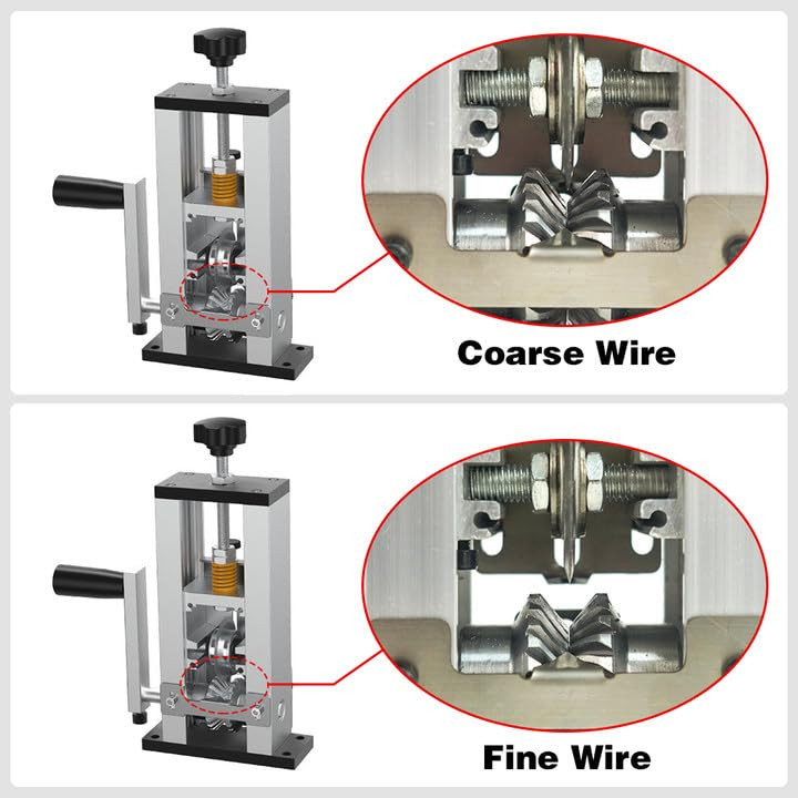 Manual Wire Stripping Machine, 1-25mm Hand Crank or Drill Powered Silver
