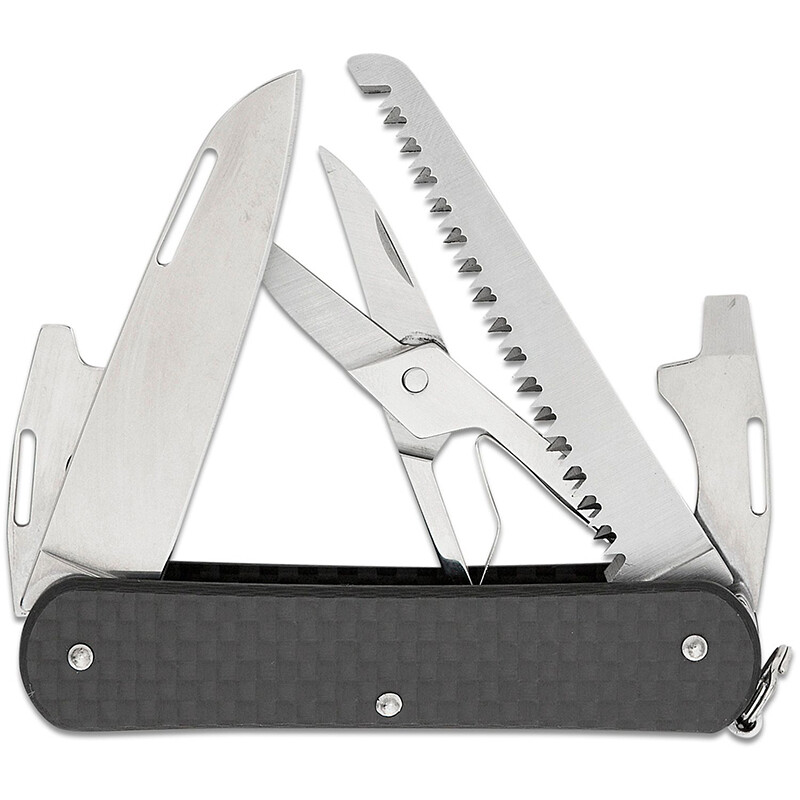 Fox Knives Vulpis Stainless Steel Folding Knife Multi-tool Carbon Fiber Handle