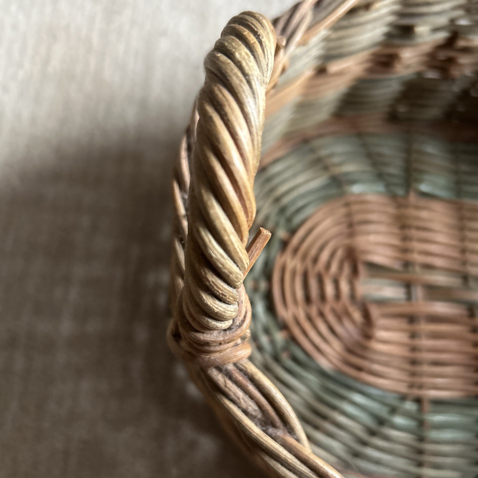 Basket Rope Accent Brown Fixed Handle Decorative. Oval Shape