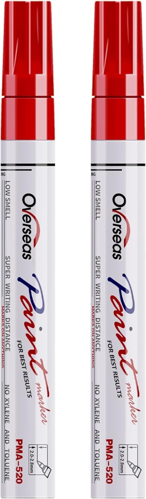 2 Pack Red Oil-Based Permanent Paint Markers for Metal & Crafting