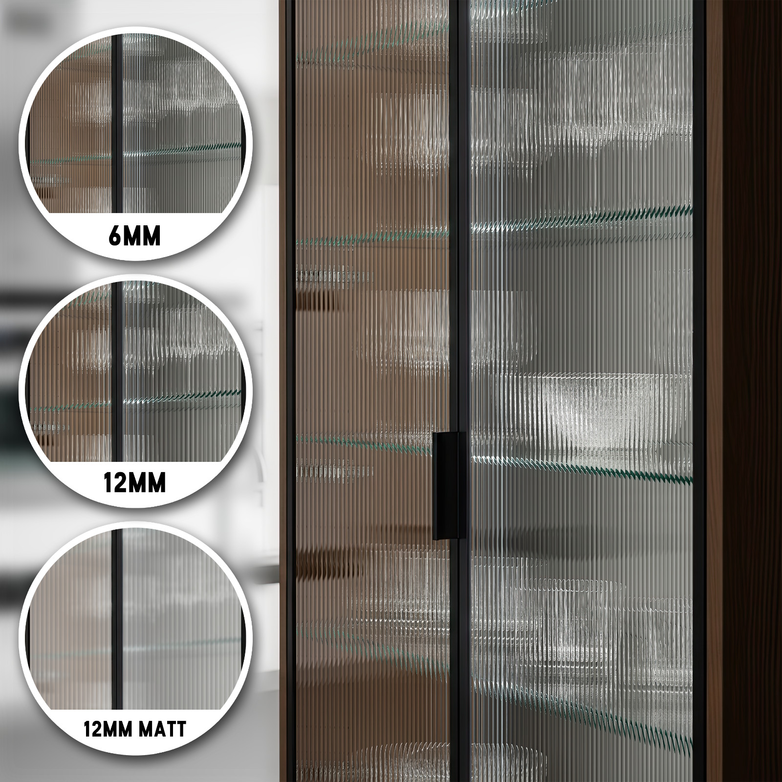 Reeded Glass Film – Fluted Ribbed Privacy Window Film | 6mm 12mm | 50, 76, 152cm