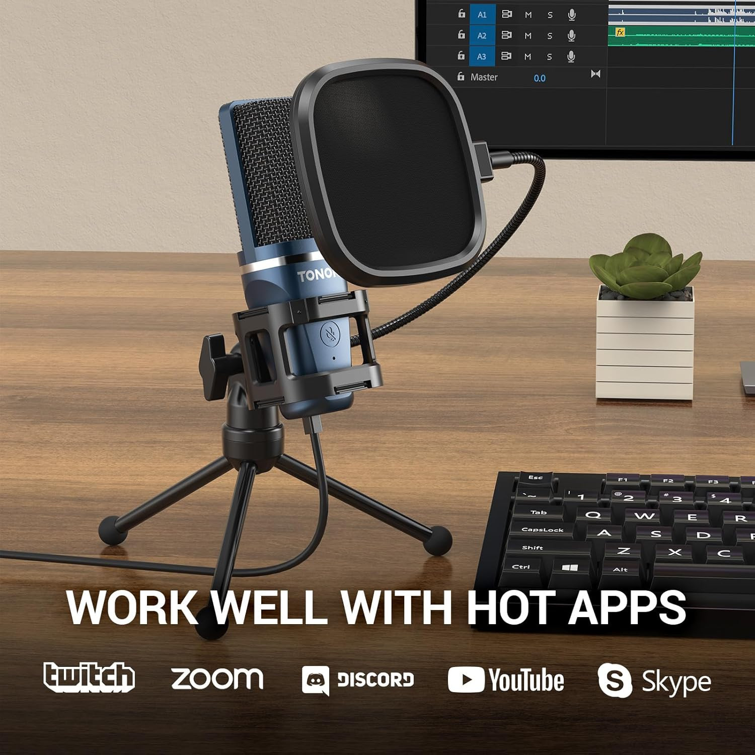 TONOR TC-777 Podcast Microphone, USB Computer Microphone, Cardioid Condenser PC