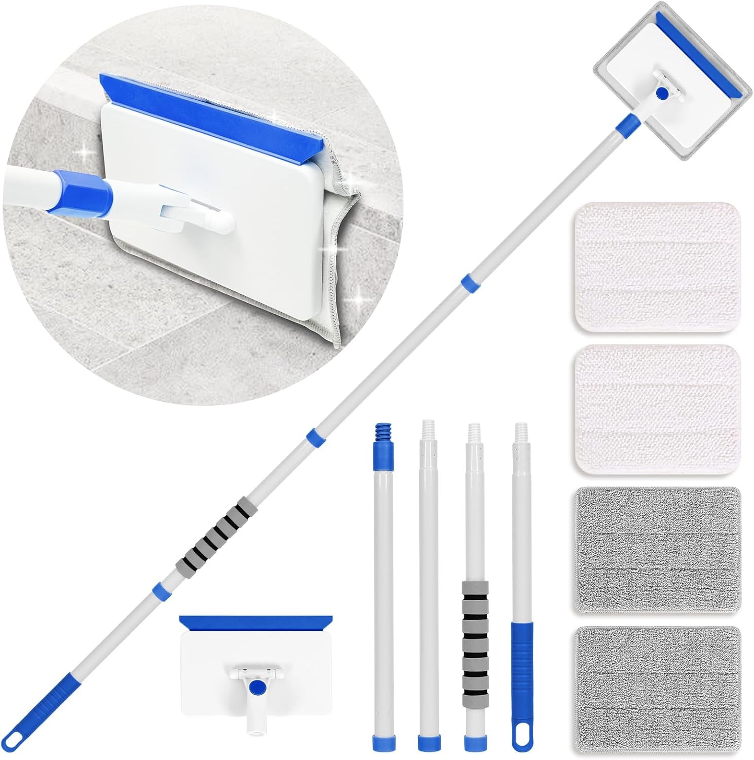 Baseboard Cleaner Tool with Handle, Wall Cleaner with Extendable Long Handle