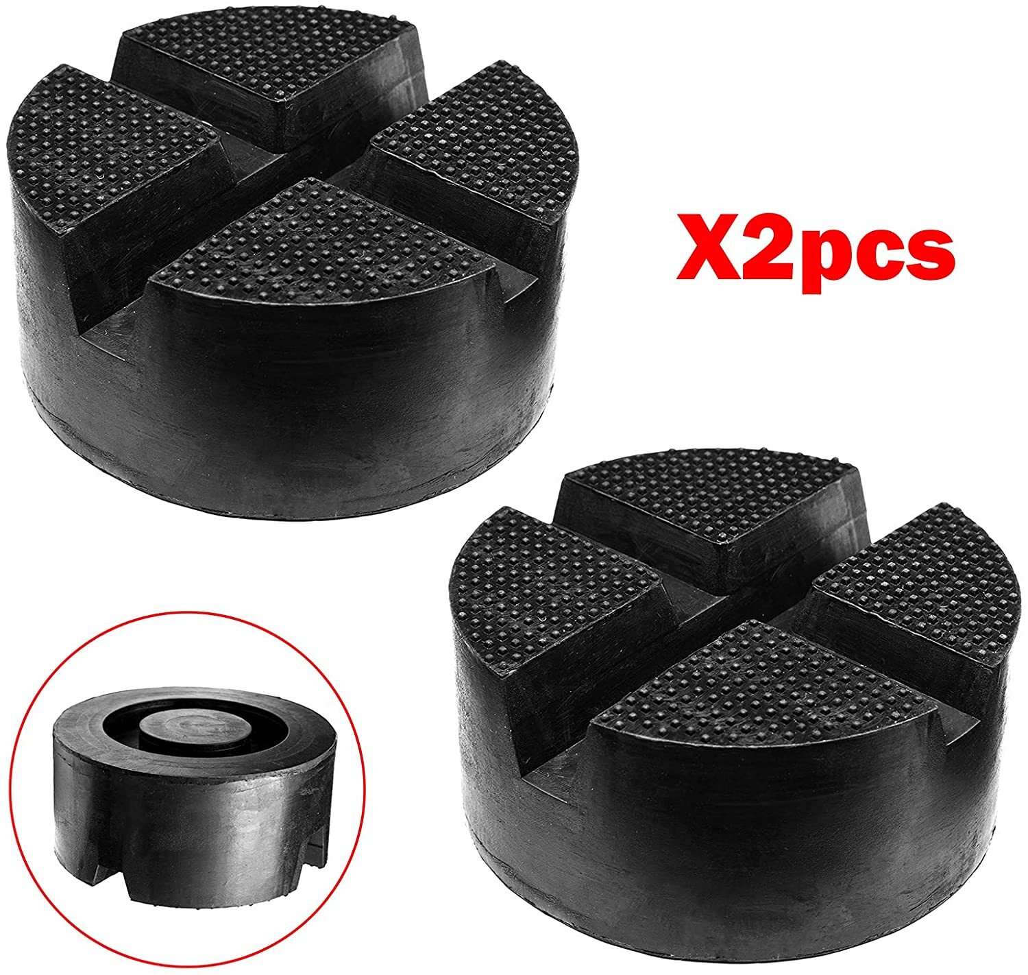 2pcs Jack Pads Rubber Adapter Thickened Car Truck Cross Slotted Frame Rail Floor