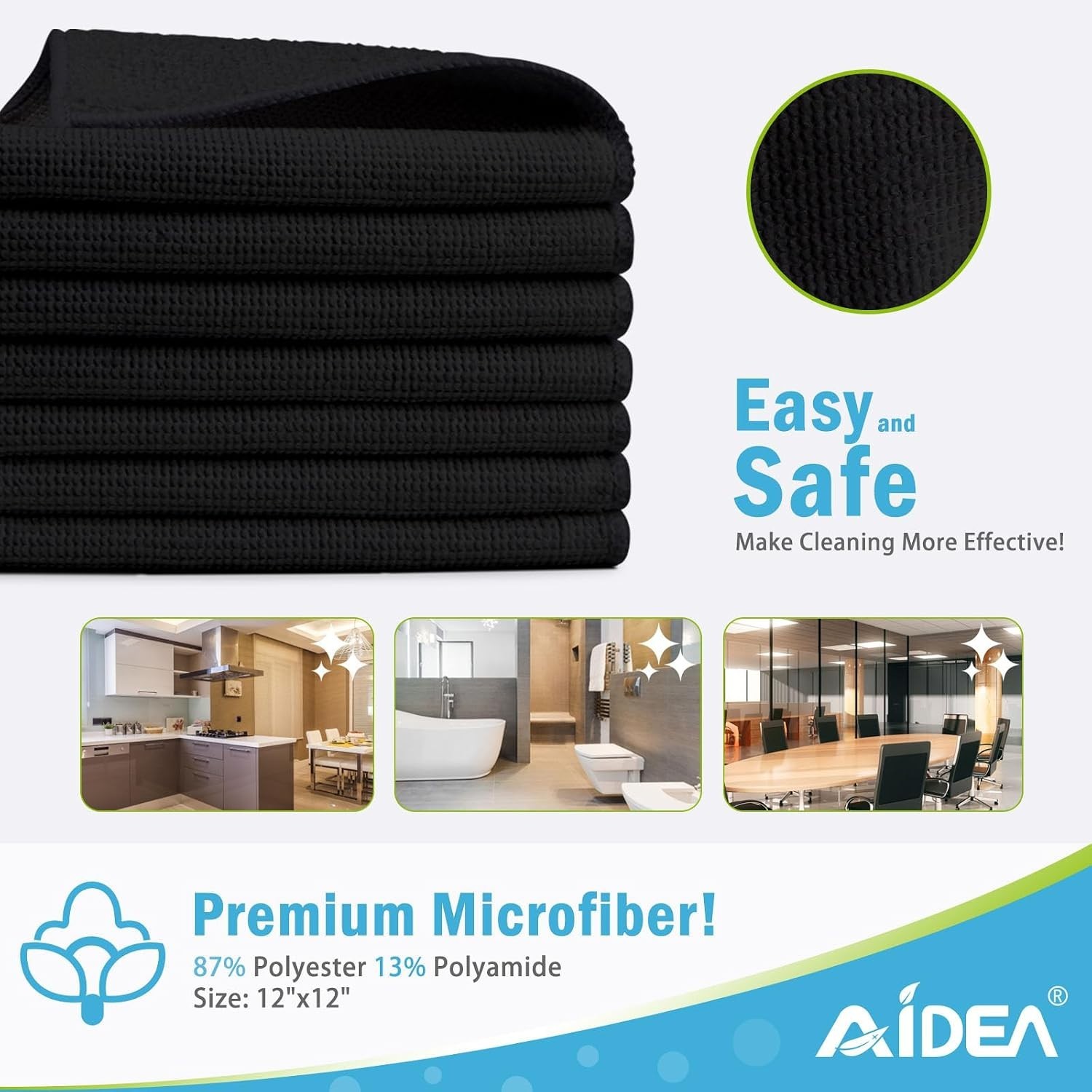 Soft, Durable Microfiber Cleaning Rags - 12 Pk, Machine Washable & Scratch-Free