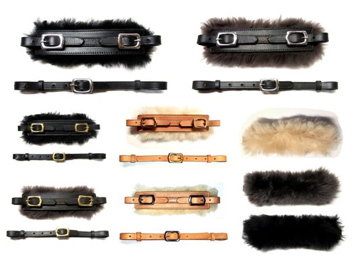 Real sheepskin padded noseband plus chin strap bundle