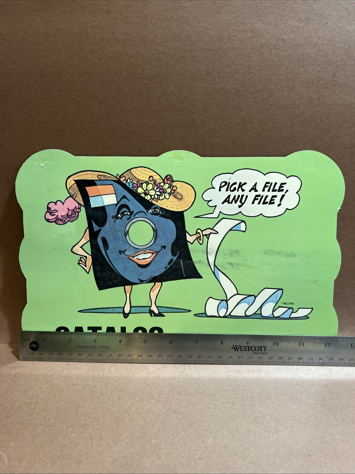 Vintage Computer Classroom Sign Milliken Programming Floppy Disc Catalog 90s