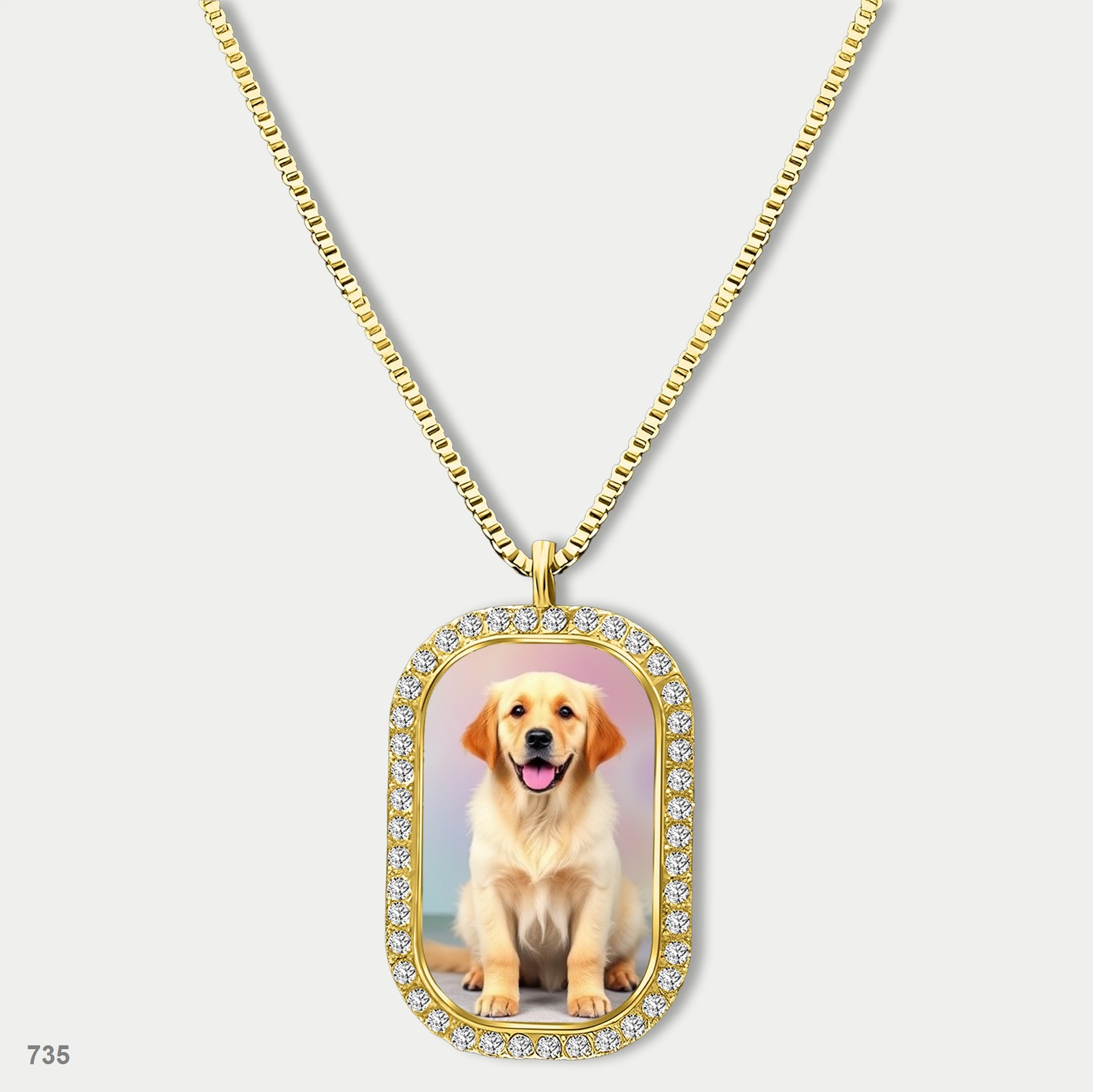 Amazing Cute Golden Retriever Dog Fashion Pendant Necklace Chain Printed Dog Tag