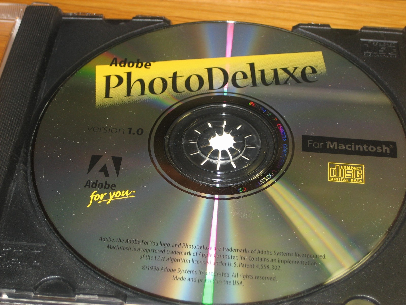 Adobe Photo Deluxe PhotoDeluxe 1.0 (PC Macintosh 1996) CD-ROM Disc & KEY #