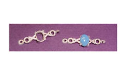 10x8mm Oval Cab X's & O's Sterling Silver Pre-Notched Bracelet Link Setting