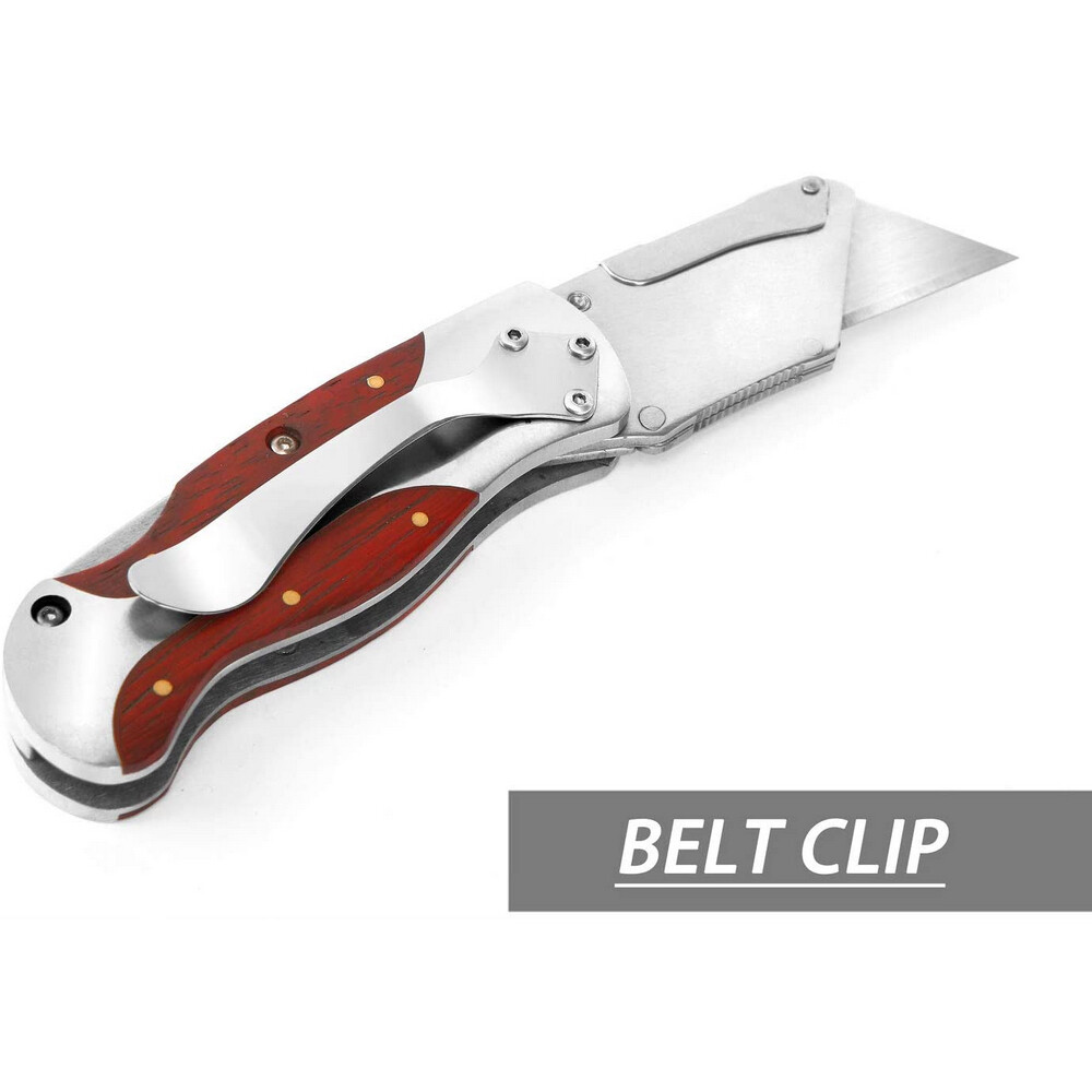 WORKPRO Folding Utility Knife Quick-Change Box Cutter Retro Wood Grain Handle US