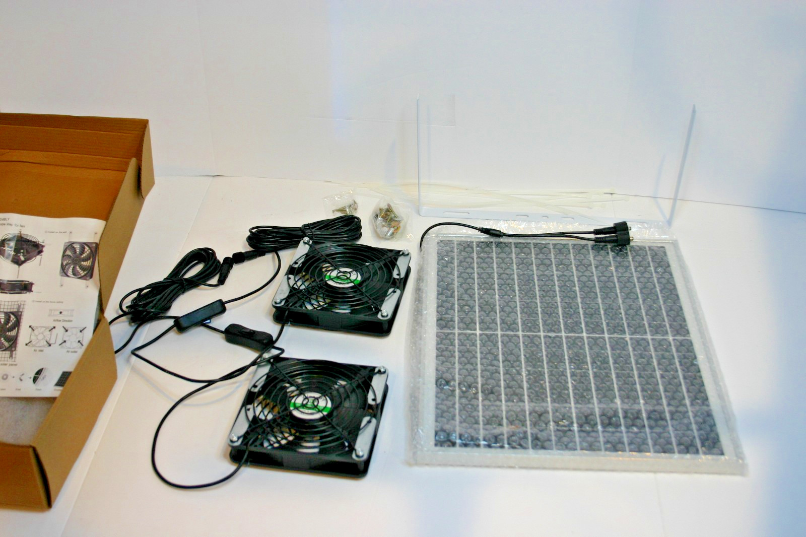 25-Watt Solar Panel w/ Two 5.5" Weatherproof Fans Kit For Shed or Coop