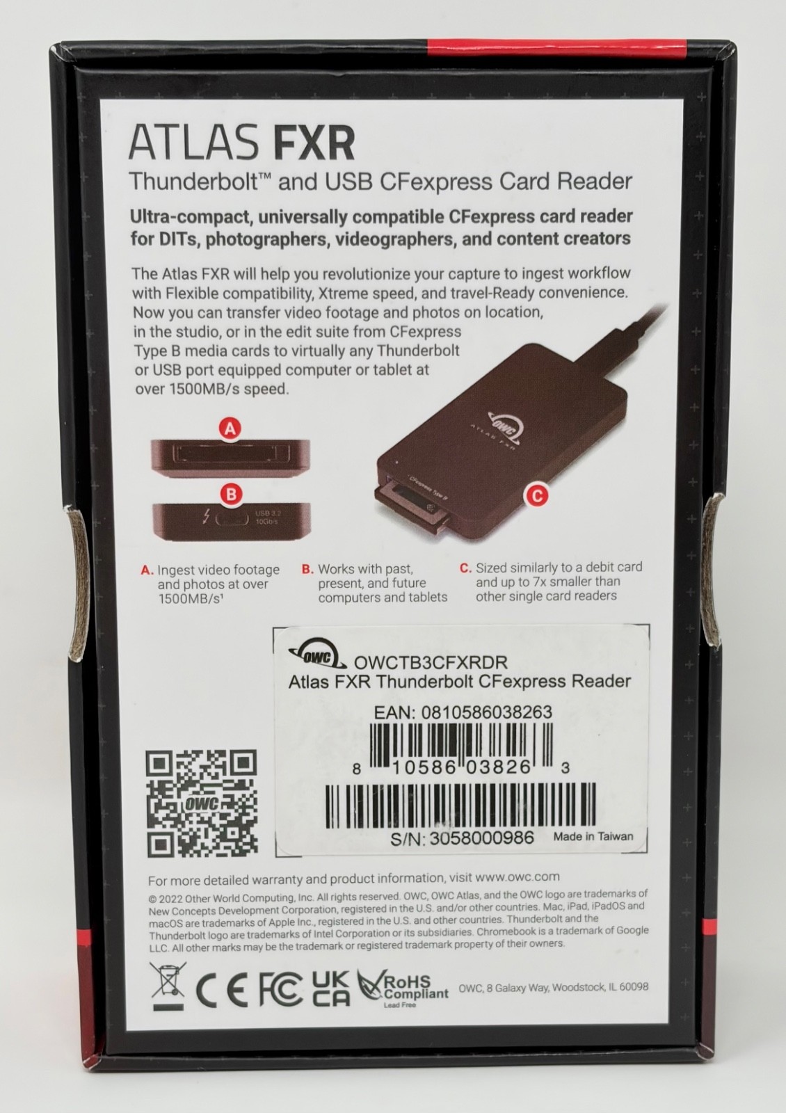 OWC Atlas FXR Thunderbolt USB-C USB 3.2 CFexpress Type-B Card Reader Compact NEW