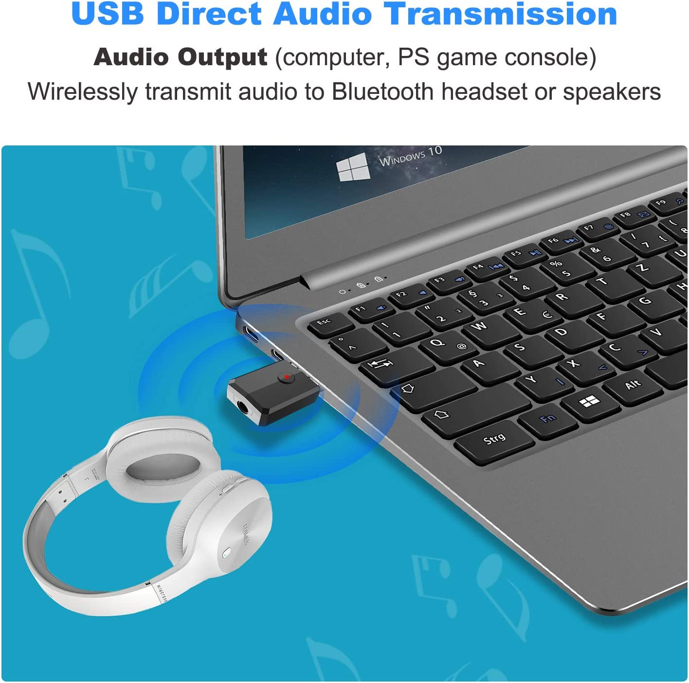 4-in-1 USB Bluetooth 5.0 Audio Transmitter and Receiver Adapter