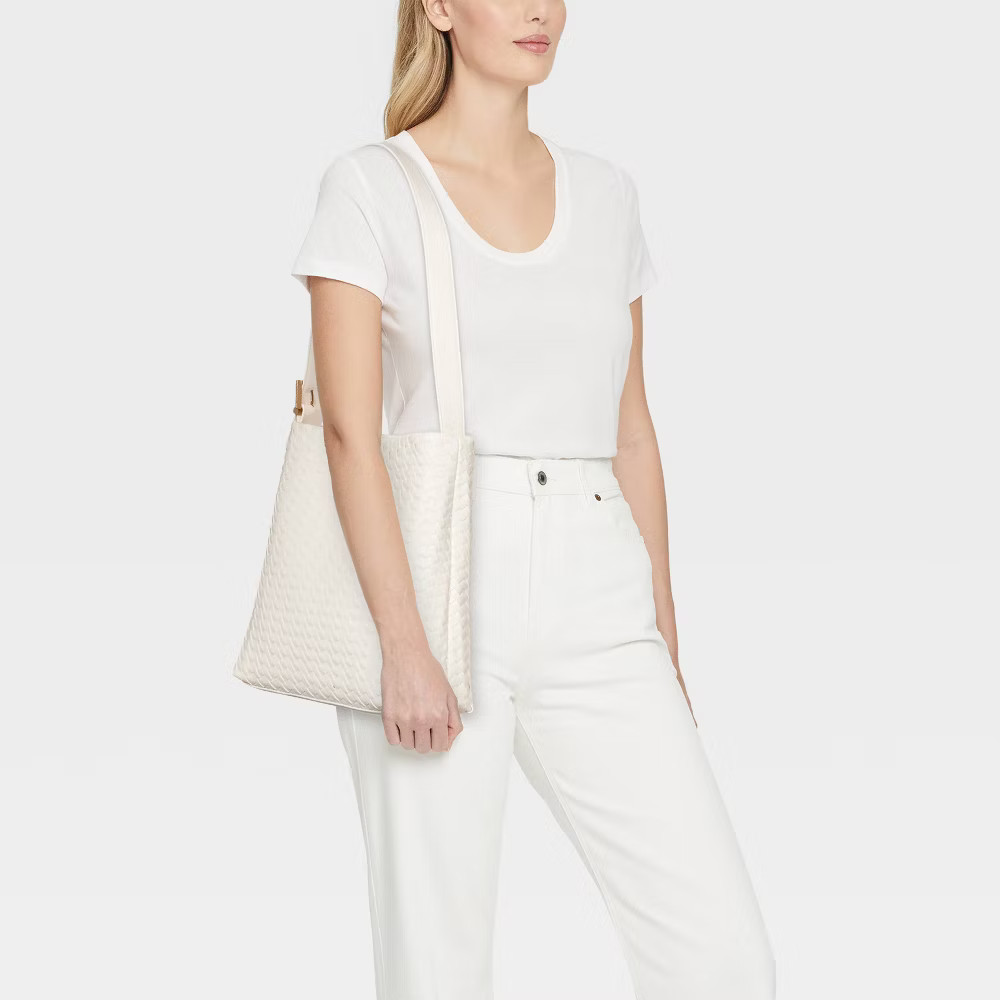Woven Bucket Bag - A New Day White