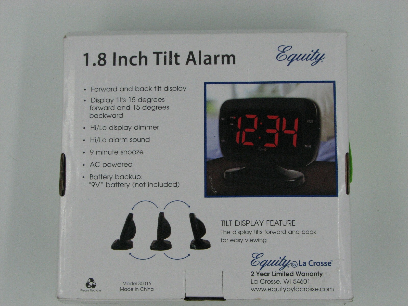 Equity 1.8 inch tilt alarm clock