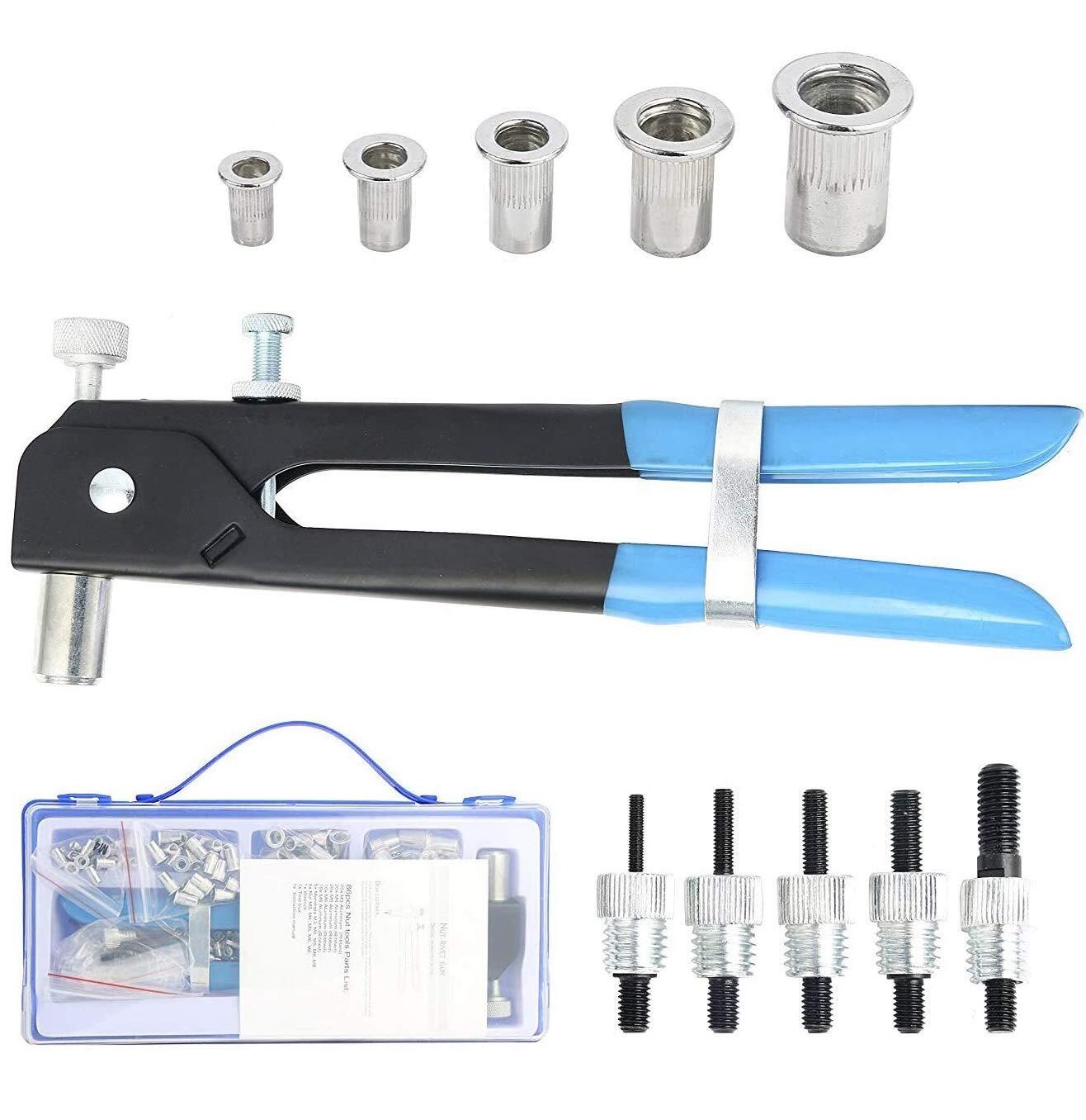 Herramienta Para Tuercas De Remache 10 5 Rosca Remachadora Manual con 86 Piezas