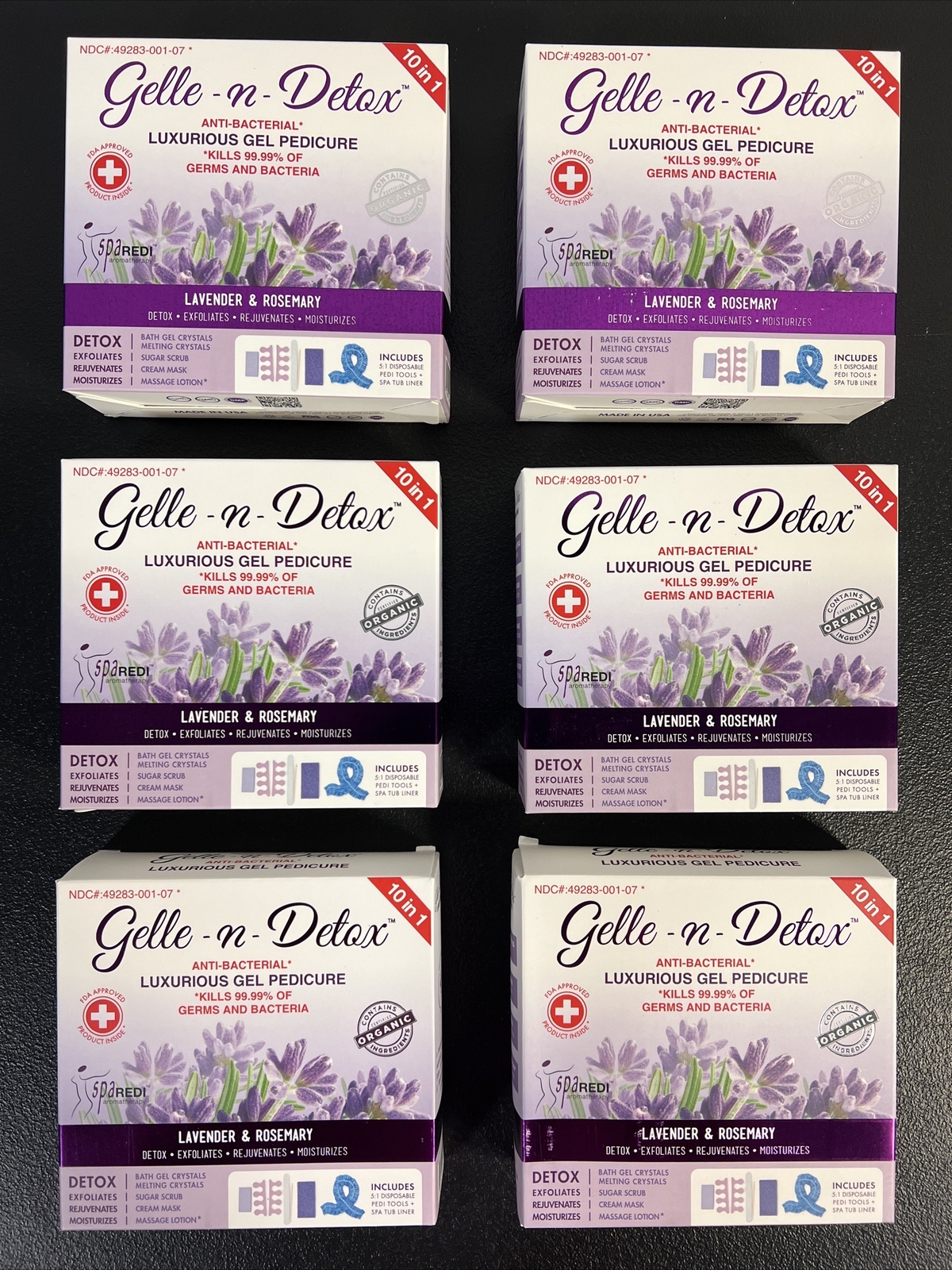 6 Spa REDI Aromatherapy Gelle-N-Detox Gel Pedicure Kit - Lavender & Rosemary