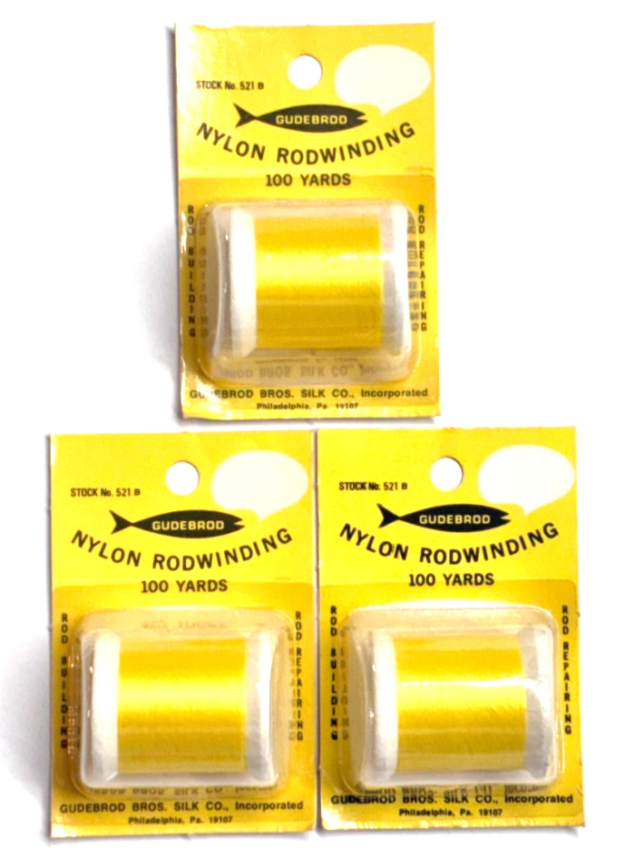 Gudebrod Nylon Thread SET OF THREE Type A Yellow 100-Yard Spool