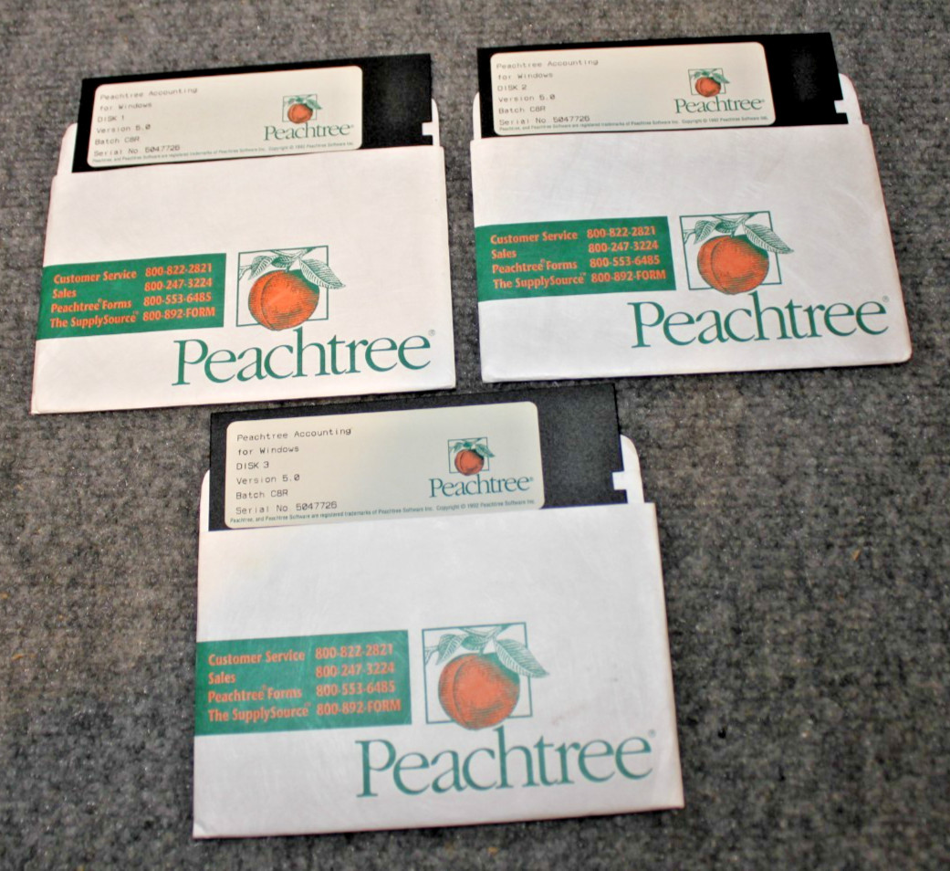 Vintage Peachtree Accounting Windows Version 5.0 1992 on 5.25" Floppy DIsk
