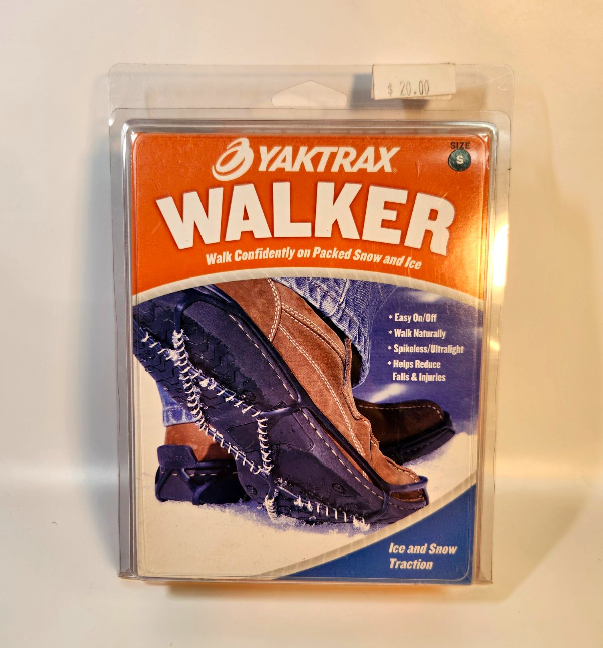 Yaktrax Walker Ice & Snow Traction Cleats, Size S, Orange/Black, Easy On/Off