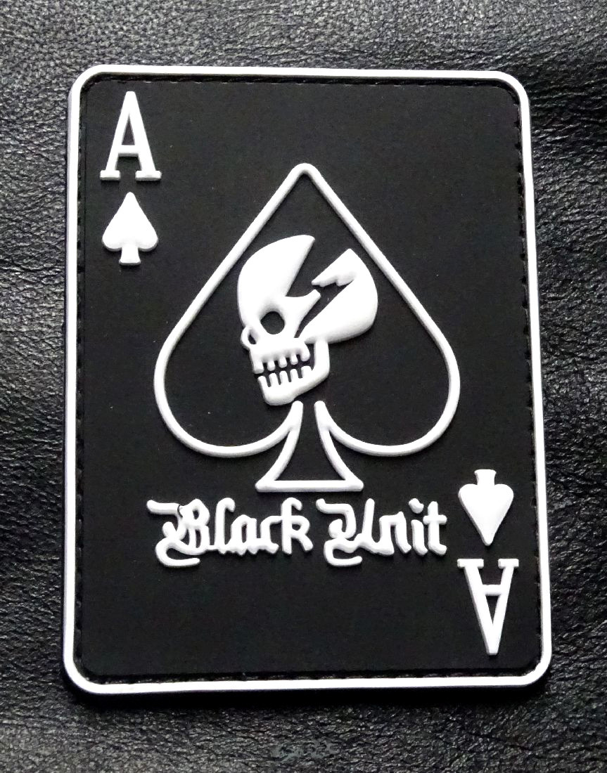Black Unit Devgru Skull Army OPS Ace OF Spade Hook Patch (3D-PVC Rubber)