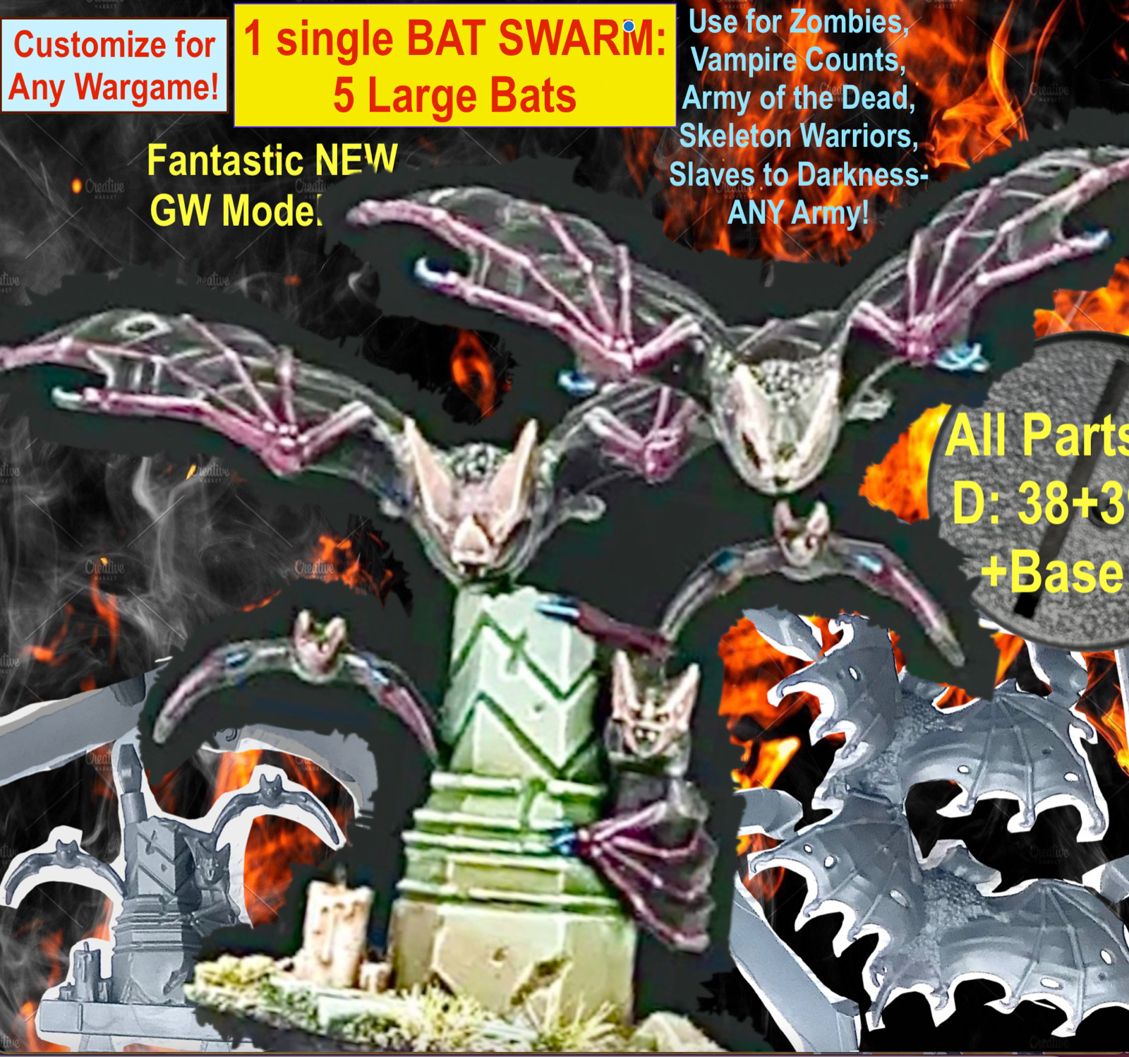 LARGE VAMPIRE BAT SWARM~CURSED CITY~Games Workshop WARHAMMER QUEST~AGE-of-SIGMAR