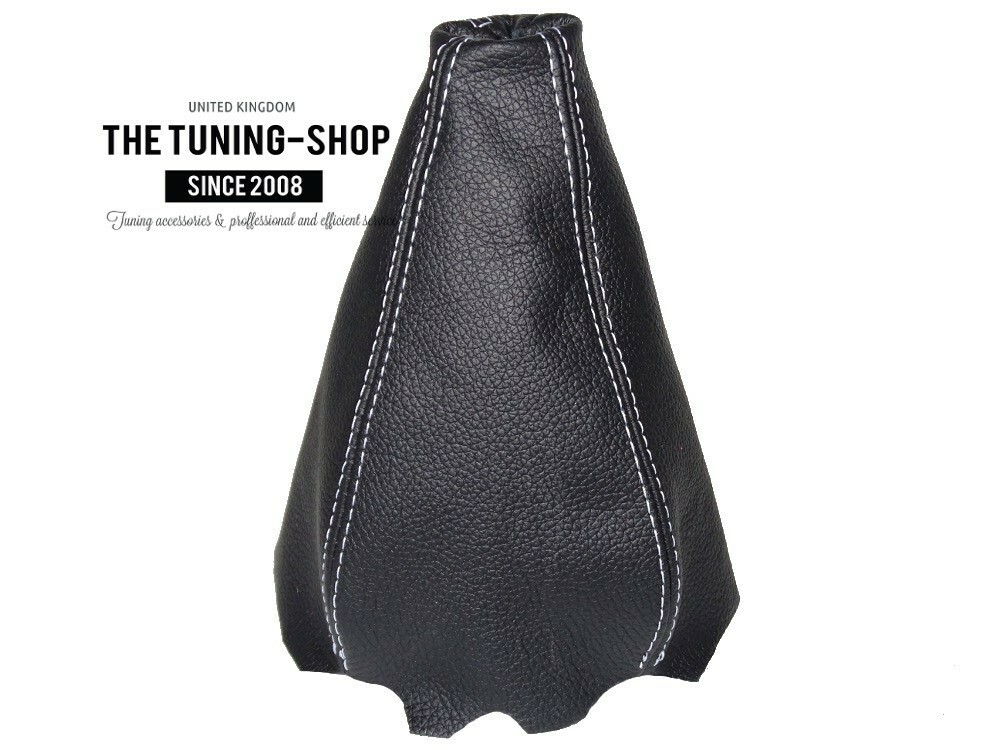 For Audi 4000 1985-87 Shift Boot Black Genuine Leather White Stitching