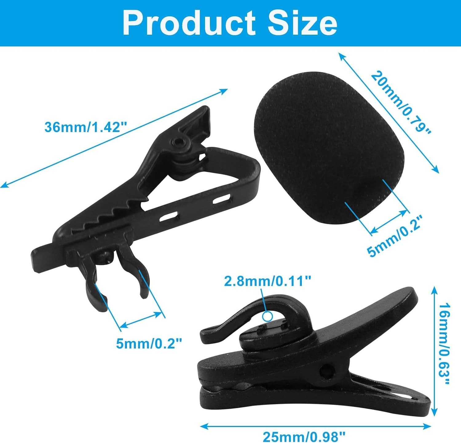 Professional Lavalier Microphone Clips with Windscreen Covers – 12 Pack Set
