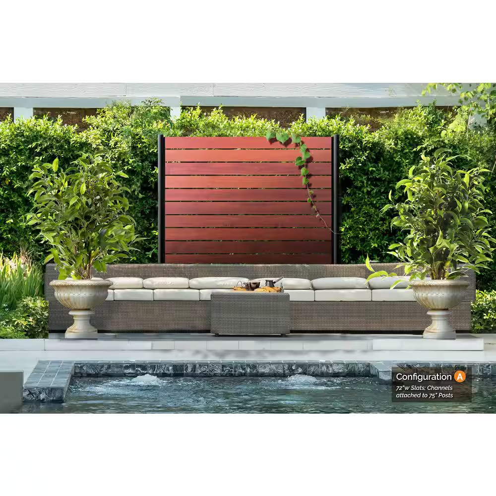 72 In. Black Galvanized Steel Adjustable Slat Fence Frame Kit