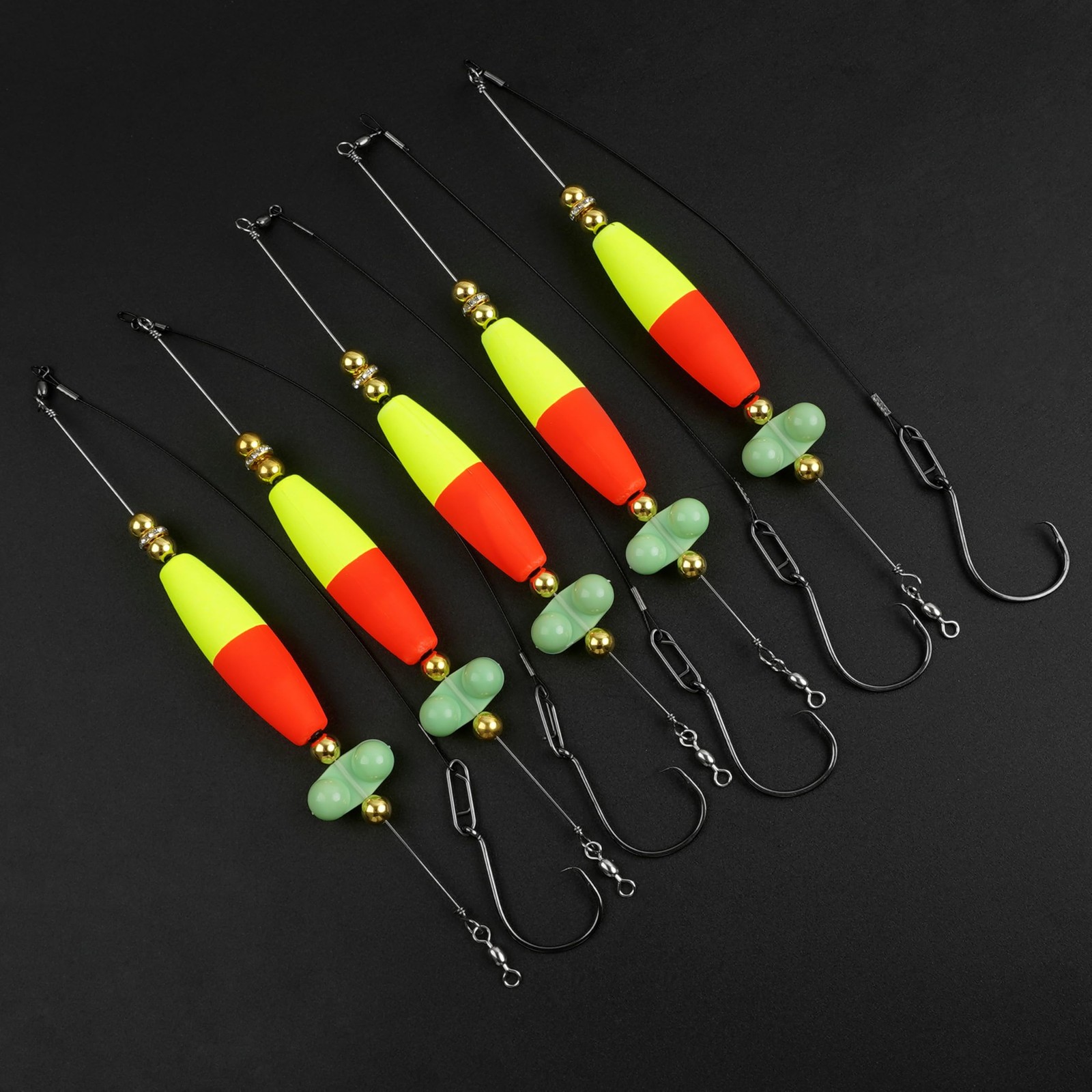 Catfish Rigs Float 6pcs Rattling Catfishing Tackle with 6/0, RED+YELLOW