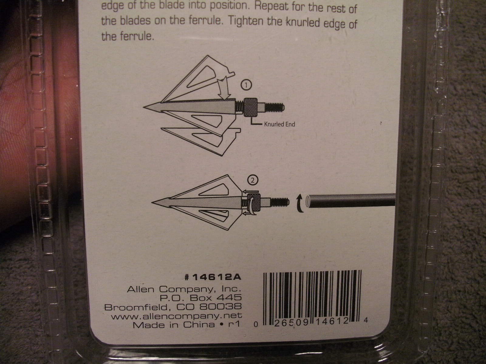 Allen Lighting 100gr, 1 1/16 wide, Set of 3 Broadheads new in the Pack,