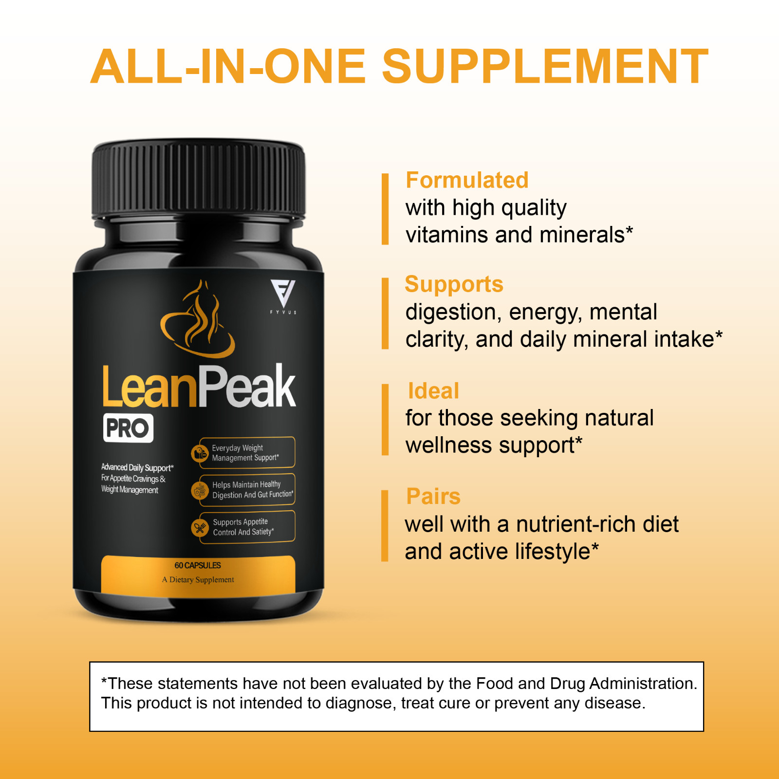 (5 Pack) Lean Peak Pro Capsules, LeanPeak Daily Formula Support (300 Capsules)