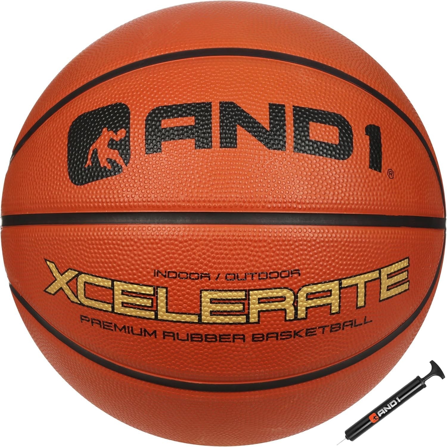 AND1 Xcelerate Rubber Basketball: Official Regulation Size 7 (29.5 inches) - Dee