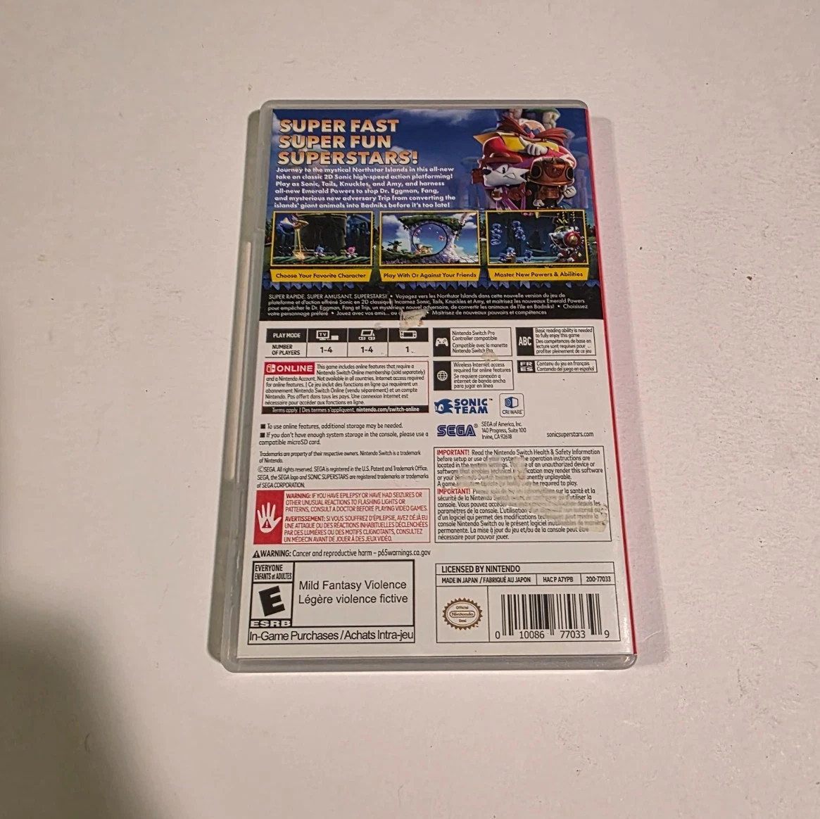 Sonic Superstars (Nintendo Switch, 2023) ☆ CASE ☆ No Game ☆ CASE ONLY